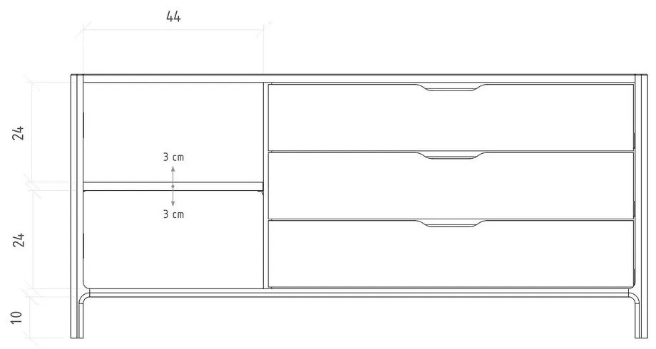 Cassettiera bassa in legno di quercia in colore naturale 140x64 cm Twig - The Beds