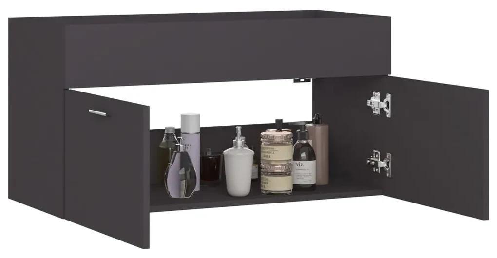 Mobile sottolavabo grigio 90x38,5x46 cm in truciolato