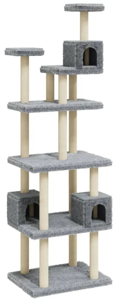 Albero per gatti con tiragraffi in sisal grigio chiaro 188 cm