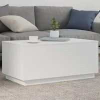 Tavolino da Soggiorno con Luci LED Bianco 90x50x40 cm 839875