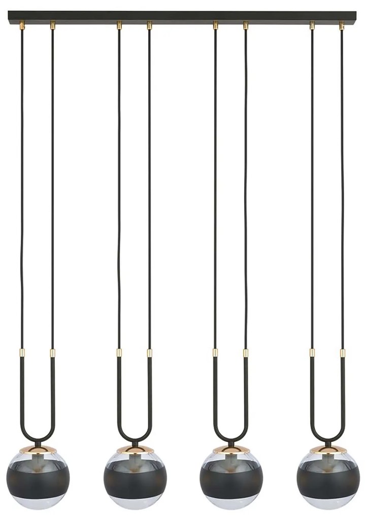 Lampadario Moderno Crio Acciaio Nero 4 Luci E14 Ip20