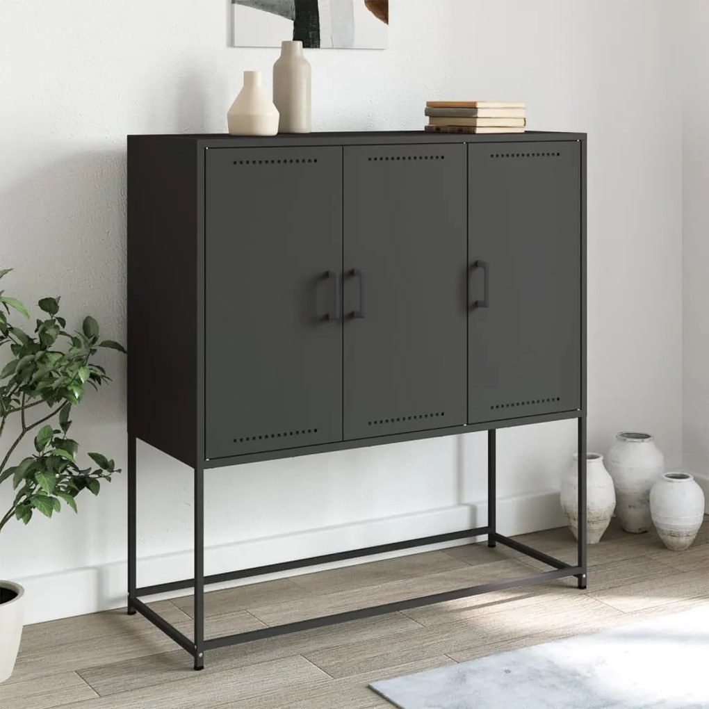 Credenza Nera 100,5x39x107 Cm İn Acciaio /