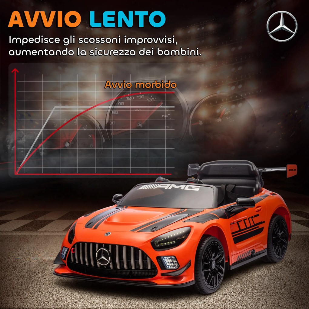 Macchina Elettrica Bambini 3-8 Anni Licenza Ufficiale Mercedes AMG 12V con Telecomando Luci LED Arancione...