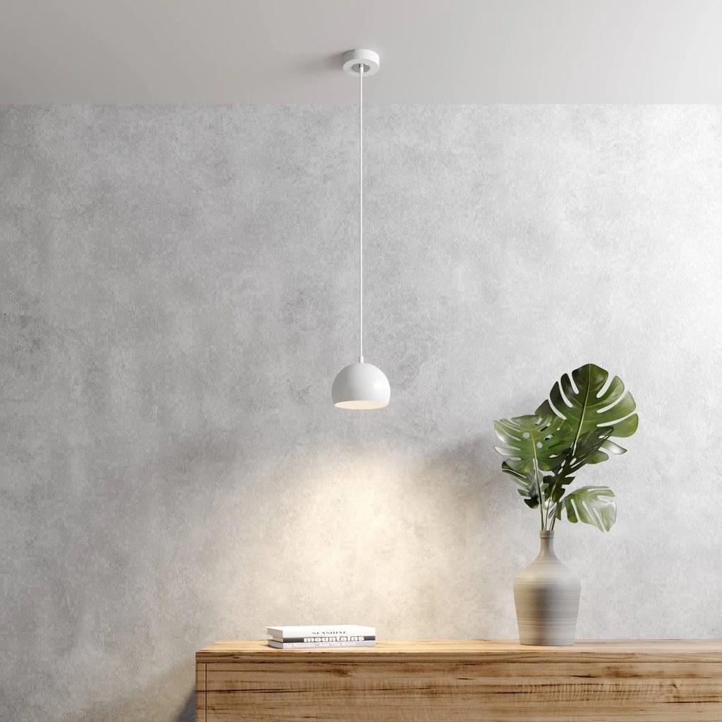 Luminex Lampada a sospensione Sool, bianca, Ø 15 cm, metallo