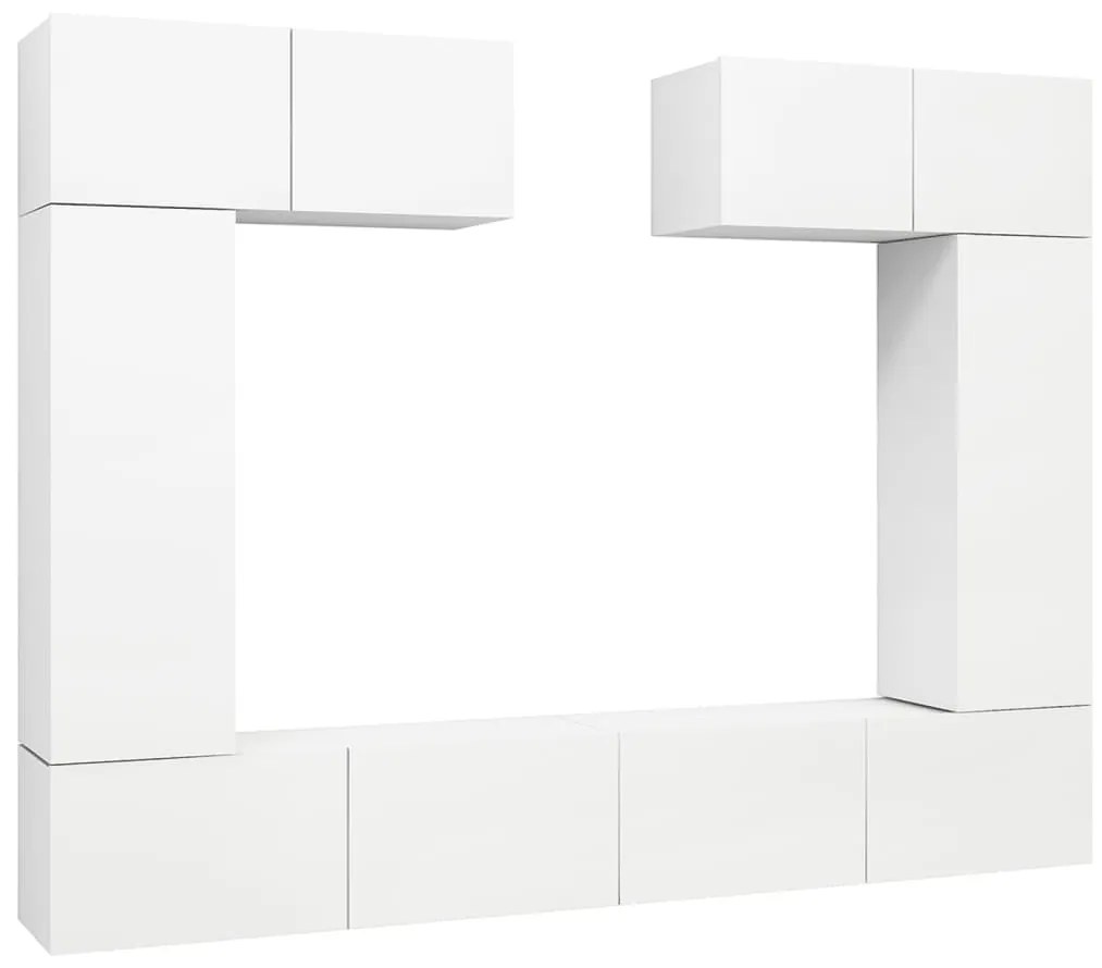 Set di mobili porta tv 6 pz bianco in legno multistrato