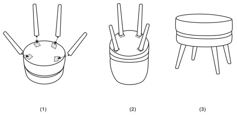 Sgabello imbottito nero Paris, ⌀ 35 cm - Mauro Ferretti