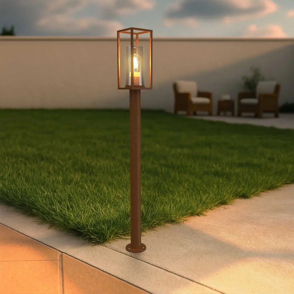 Paletto da Giardino Corten 100cm, Base E27 - Serie PRISM Colore Corten