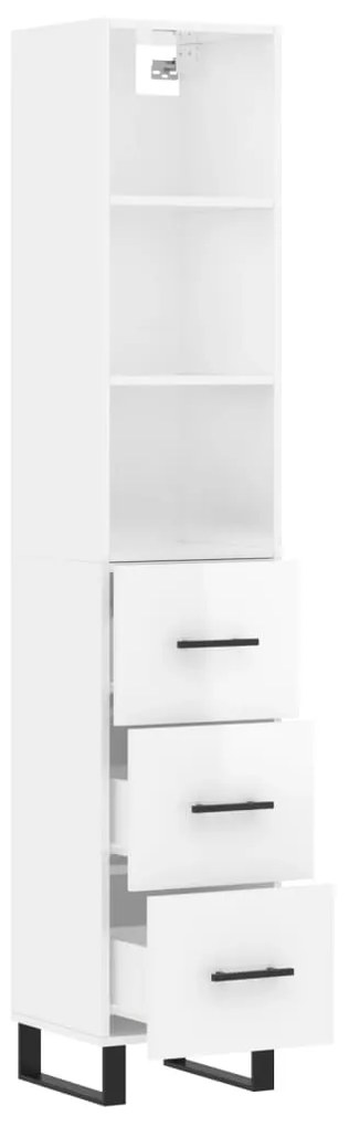 Credenza 34,5x34x180 cm in Legno Multistrato Bianco Lucido