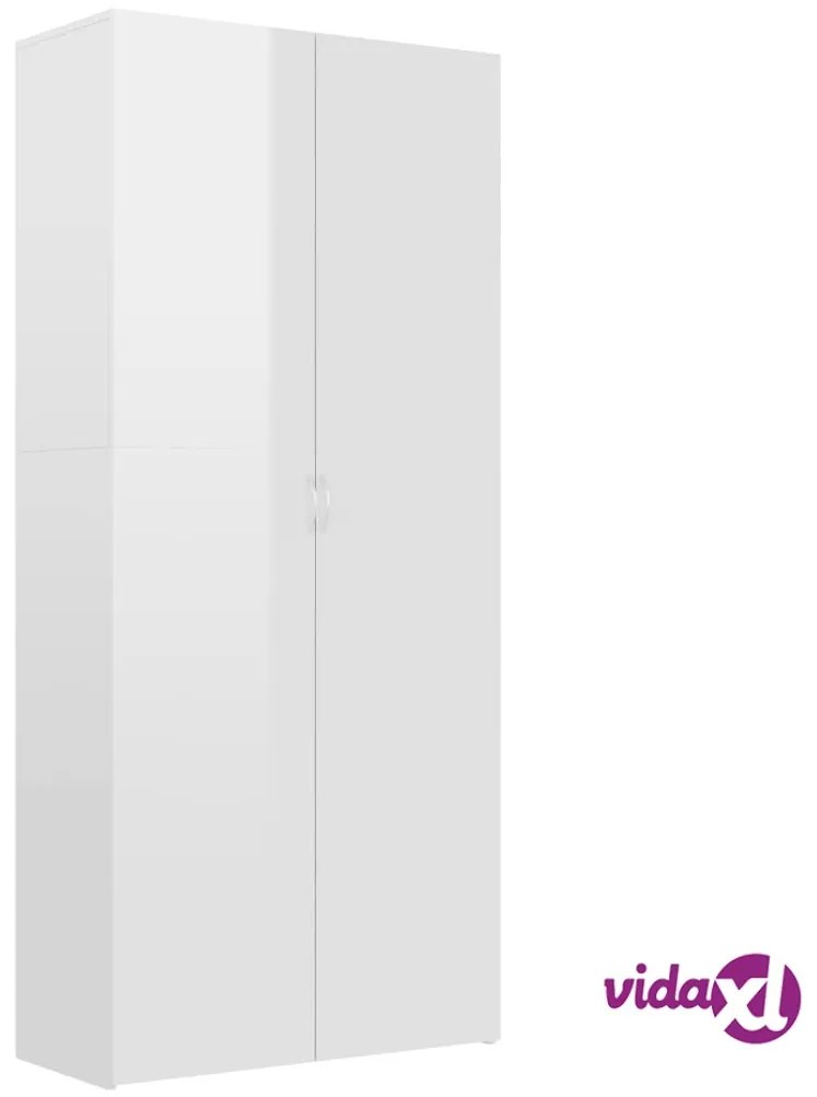 vidaXL Scarpiera Bianco Lucido 80x35,5x180 cm in Legno Multistrato