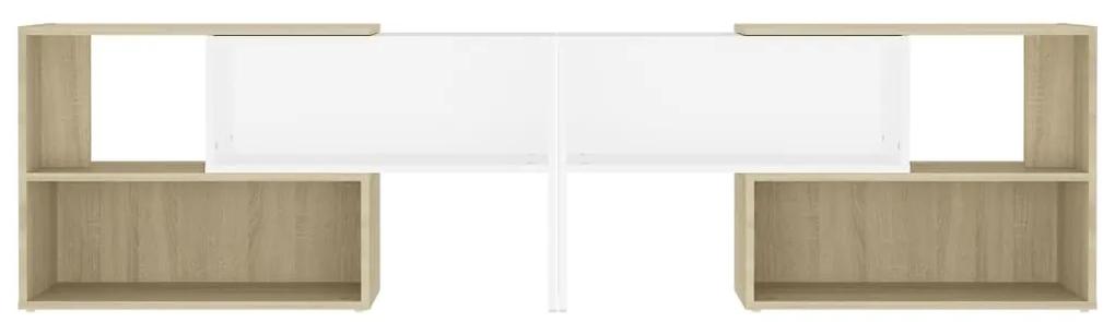 Mobile TV Bianco e Rovere Sonoma 149x30x52 cm Legno Multistrato