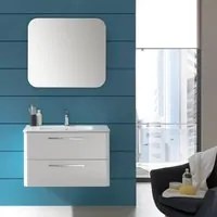 Mobile bagno sospeso Best03 cm 80x190x46 laccato lucido bianco