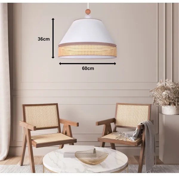Duolla - Lampadario a sospensione con filo AVIGNON 1xE27/15W/230V diametro 60 cm bianco/rattan