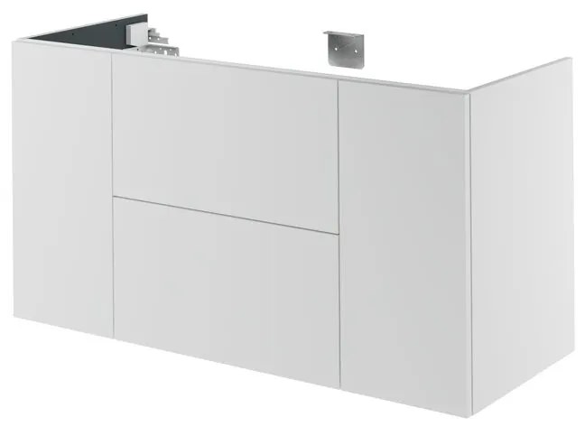 Mobile sottolavabo, lavabo e colonna per mobile bagno Neo bianco e maniglia bronzo spazzolato L 105 x H 32 x P 48 cm 1 vasca, 2 ante 3 cassetti