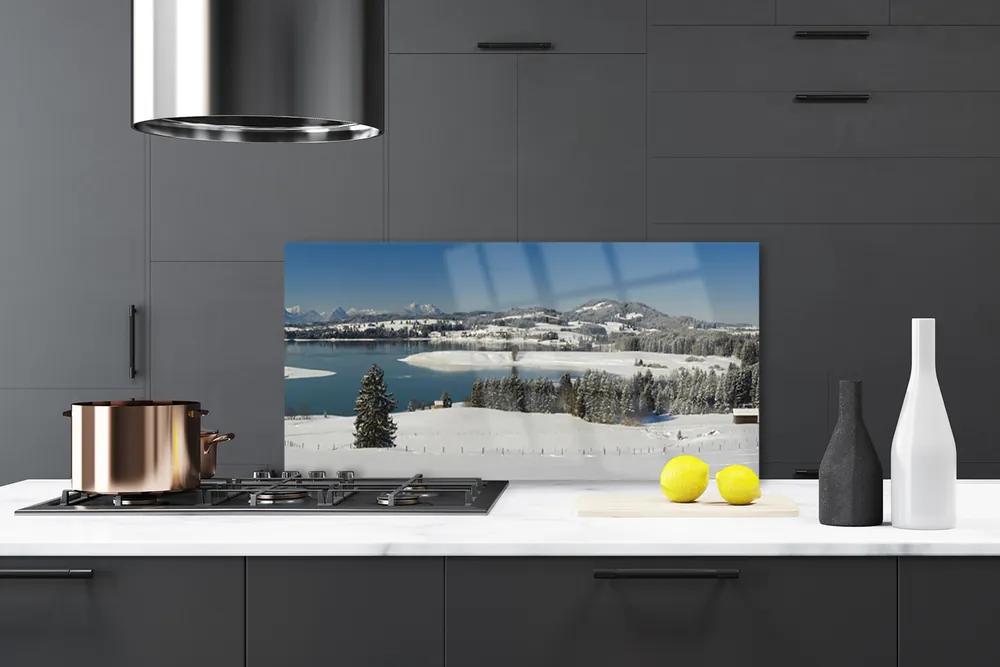 Rivestimento parete cucina Terra di montagna del lago di neve 100x50 cm
