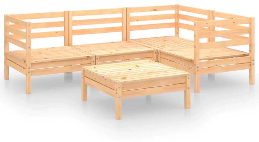 Set salotto da giardino 5 pz in legno massello di pino