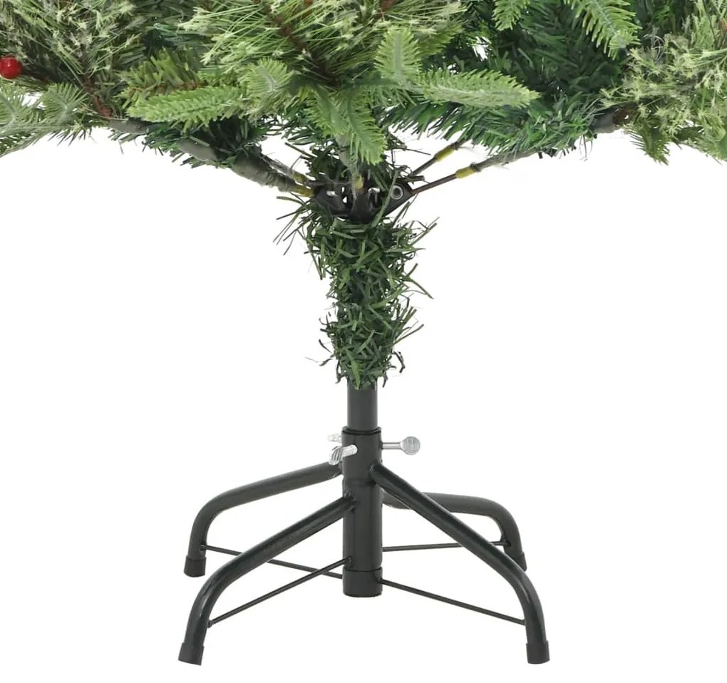 Albero di Natale Preilluminato con Pigne Verde 120 cm PVC e PE