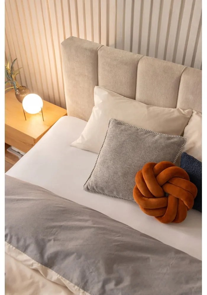 Letto matrimoniale imbottito beige con contenitore e rete inclusi 180x200 cm Thessa Bold Line – Bonami Selection