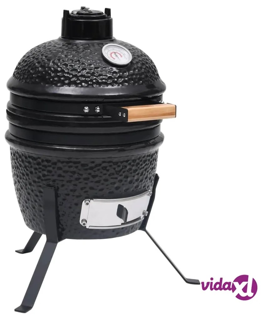 vidaXL Barbecue Affumicatore 2 in 1 Kamado in Ceramica 56 cm Nero