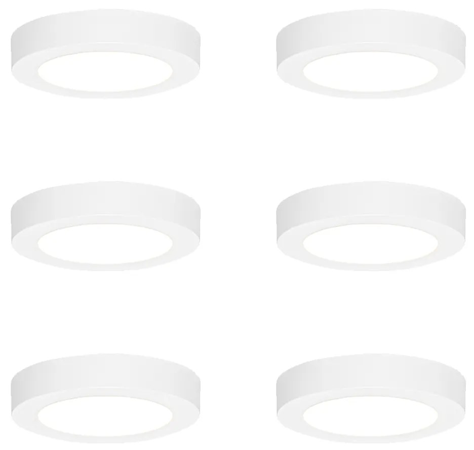 Set di 6 faretti da incasso o a plafone bianchi 14 cm con LED dimmerabile a 3 livelli con interruttore DIP - Trans