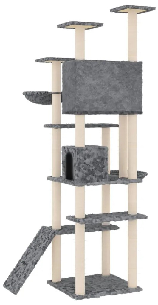 Albero per gatti con tiragraffi in sisal grigio scuro 191 cm