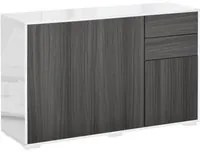 EASYCOMFORT Mobiletto Multiuso in Legno per Soggiorno, Cucina, Ufficio con Apertura a Pressione, 117x36x74cm - Bianco/Grigio Scuro