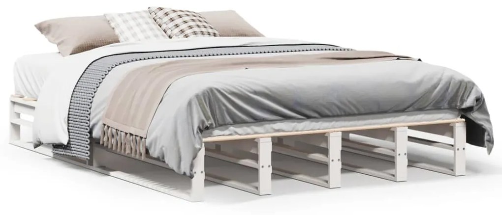 Letto senza materasso bianco 150x200 cm legno massello di pino