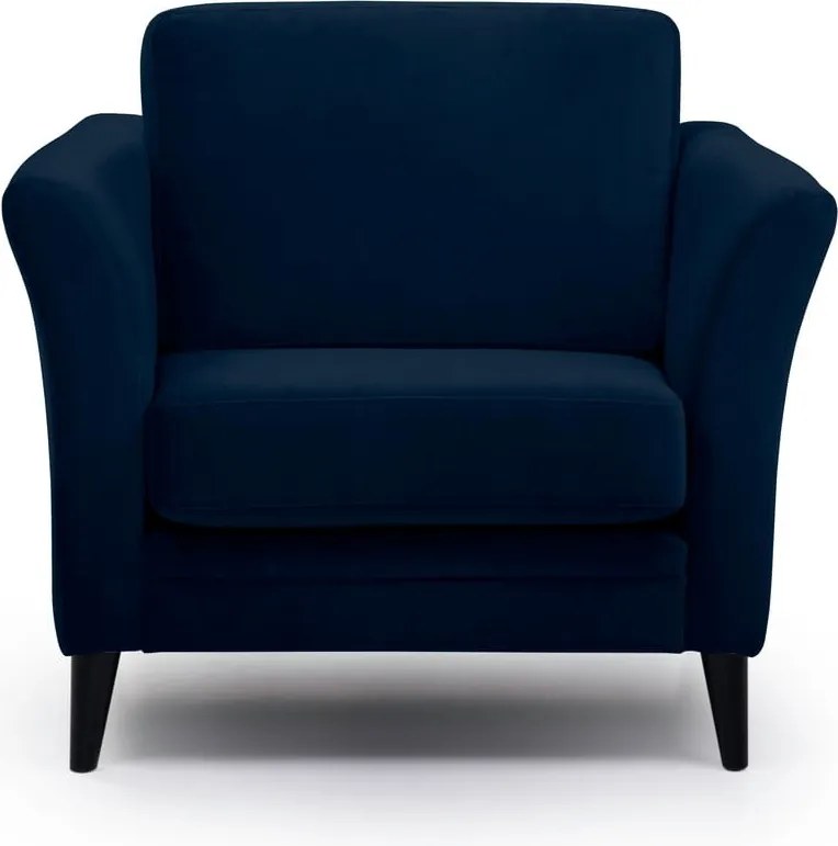 Poltrona blu scuro con rivestimento in velluto Eden – Scandic