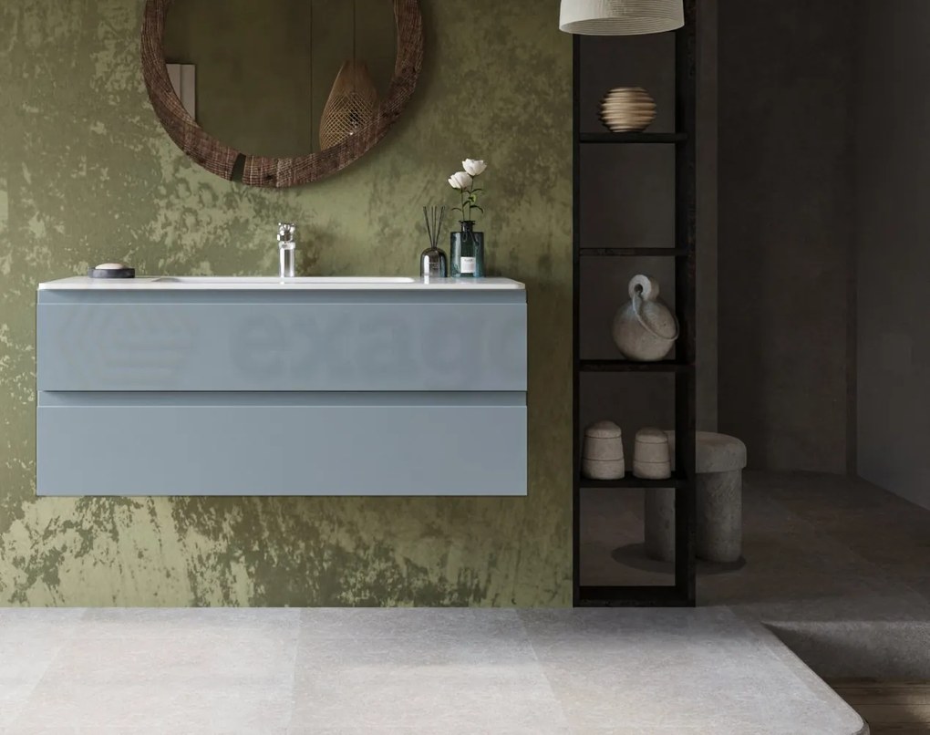 Mobile bagno avion 120x45 Pesaro sospeso a due cassetti con lavabo in mineralmarmo