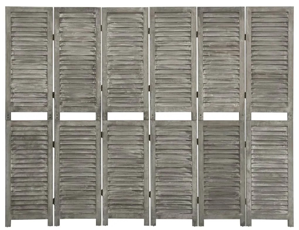 Divisorio A 6 Pannelli Grigio 214x166 Cm İn Legno Massello /