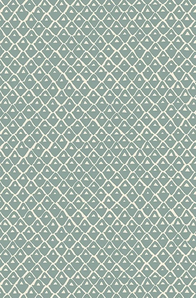 Josephine Munsey Carta da parati Pineapple Squares - Osney Blue/ Salt Ridge