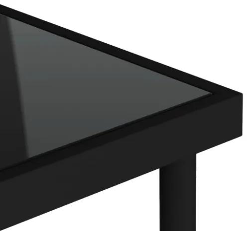 Tavolo da Pranzo per Esterni Nero 80x80x72 cm Vetro e Acciaio