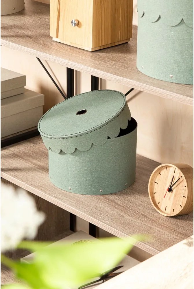 Scatole in set con coperchio color foglia di tè in cartone 2 pz ø 26x17,5 cm Wilma Canvas Paper Laminate – Bigso