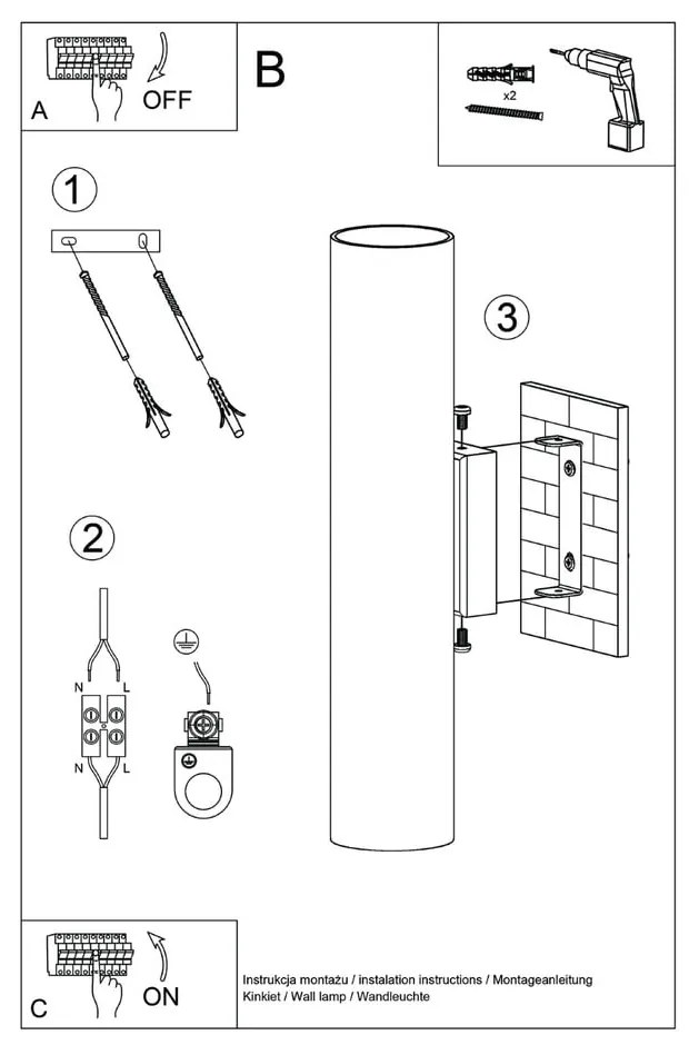 Lampada da parete color crema Castro – Sollux