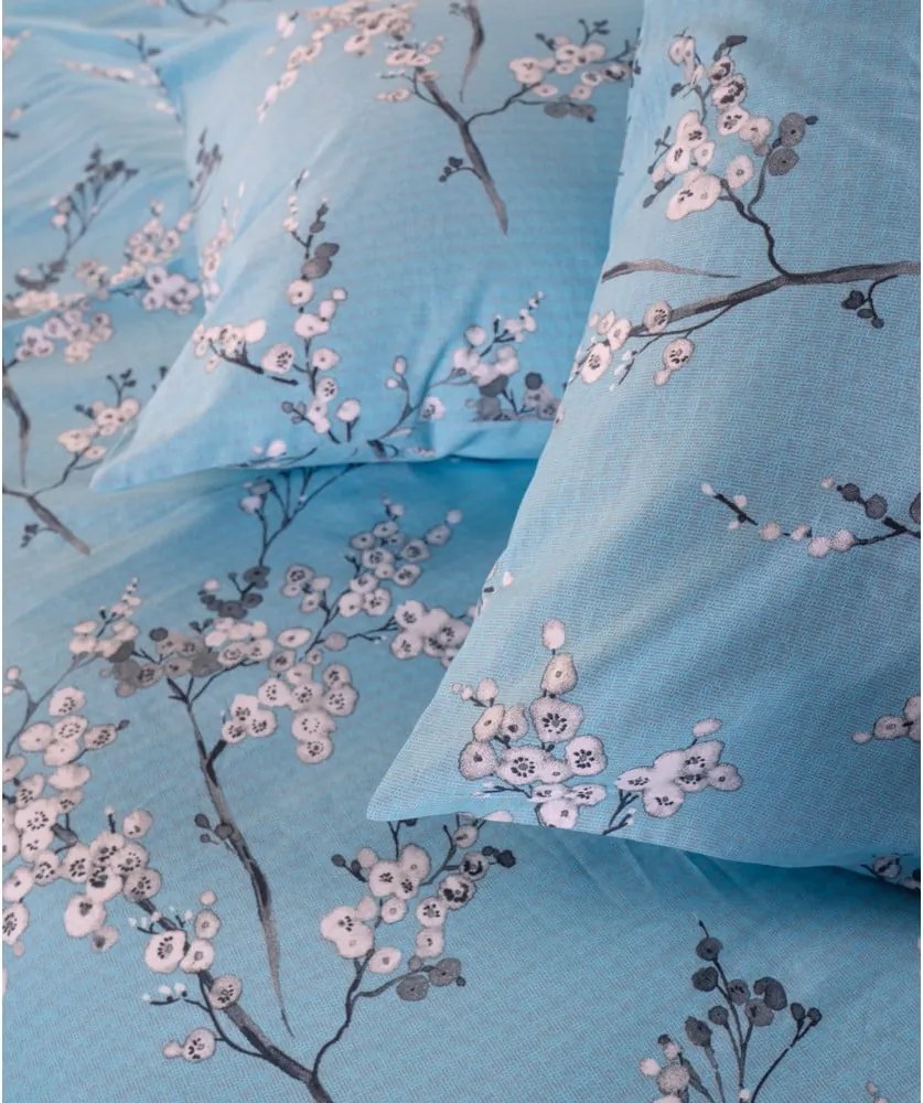 Set copripiumino e federa blu in cotone renforcé per letto matrimoniale ed esteso 240x220 cm Blue Floral – Mila Home Luxury