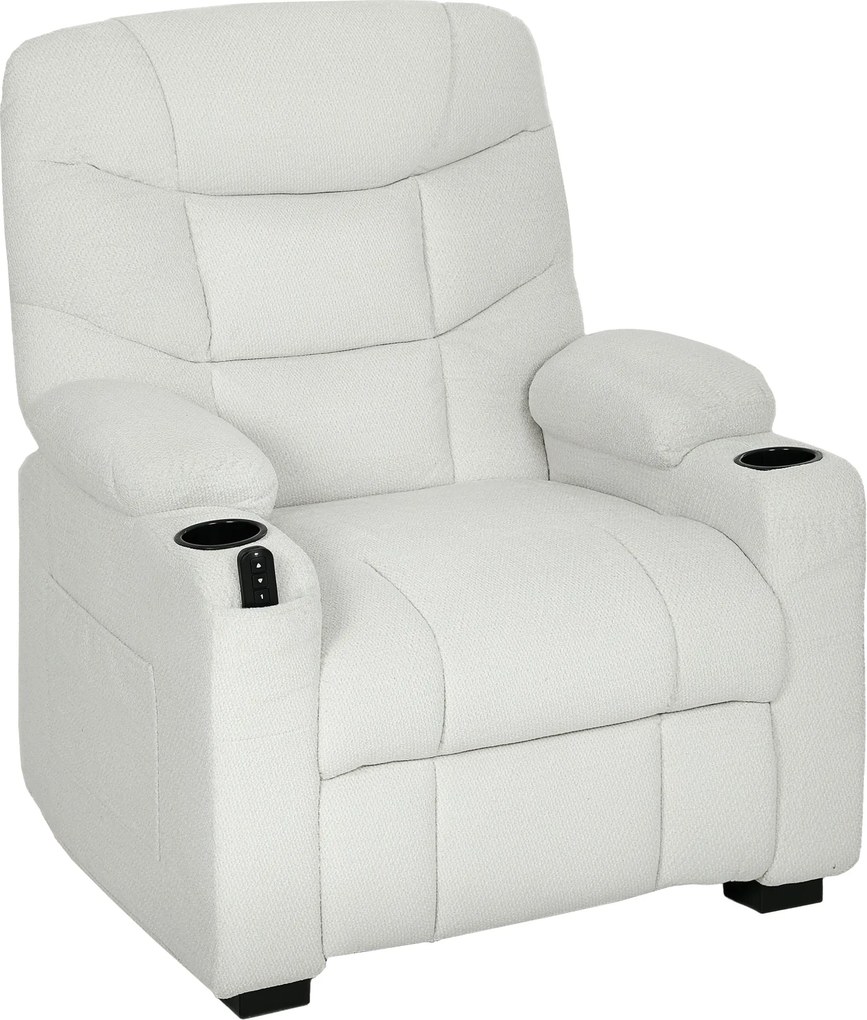 Poltrona Relax Elettrica 94x90x105 cm Reclinabile 150° con Poggiapiedi Funzione Memory Telecomando in Velluto Crema...