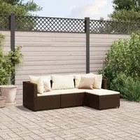 Set Mobili da Giardino 4 pz con Cuscini in Polyrattan Marrone 3308049