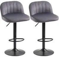 EASYCOMFORT Set 2 Sgabelli da Bar con Schienale e Poggiapiedi, Girevoli con Altezza Regolabile, Grigio