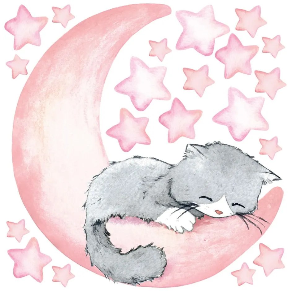 Adesivi murali rosa per bambini Magic Cat - Ambiance