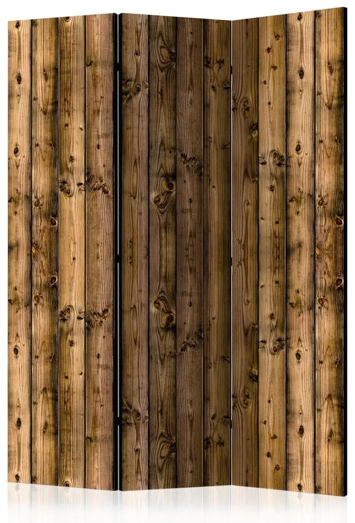 Paravento separè Cottage di campagna - texture delle assi di legno marrone scuro