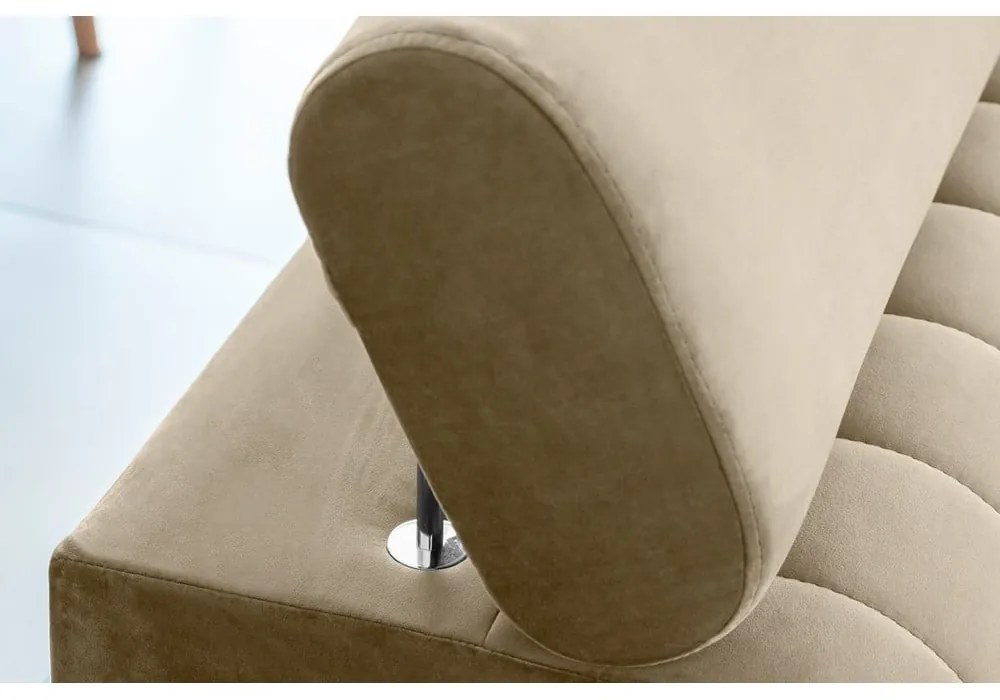 Divano marrone chiaro allungabile e rivestimento in velluto 261 cm Laurence – ELTAP