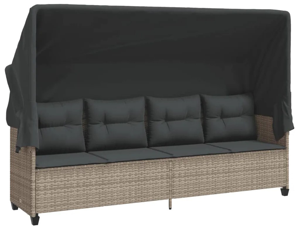 Set divano da giardino 5pz con cuscini grigio chiaro polyrattan