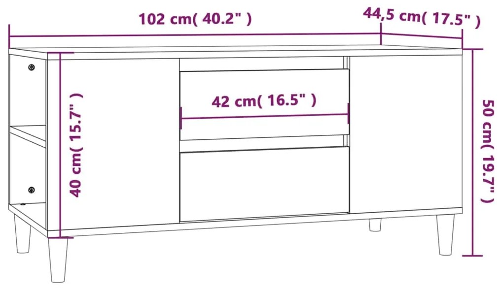 Mobile Porta TV Rovere Marrone 102x44,5x50 cm Legno Multistrato