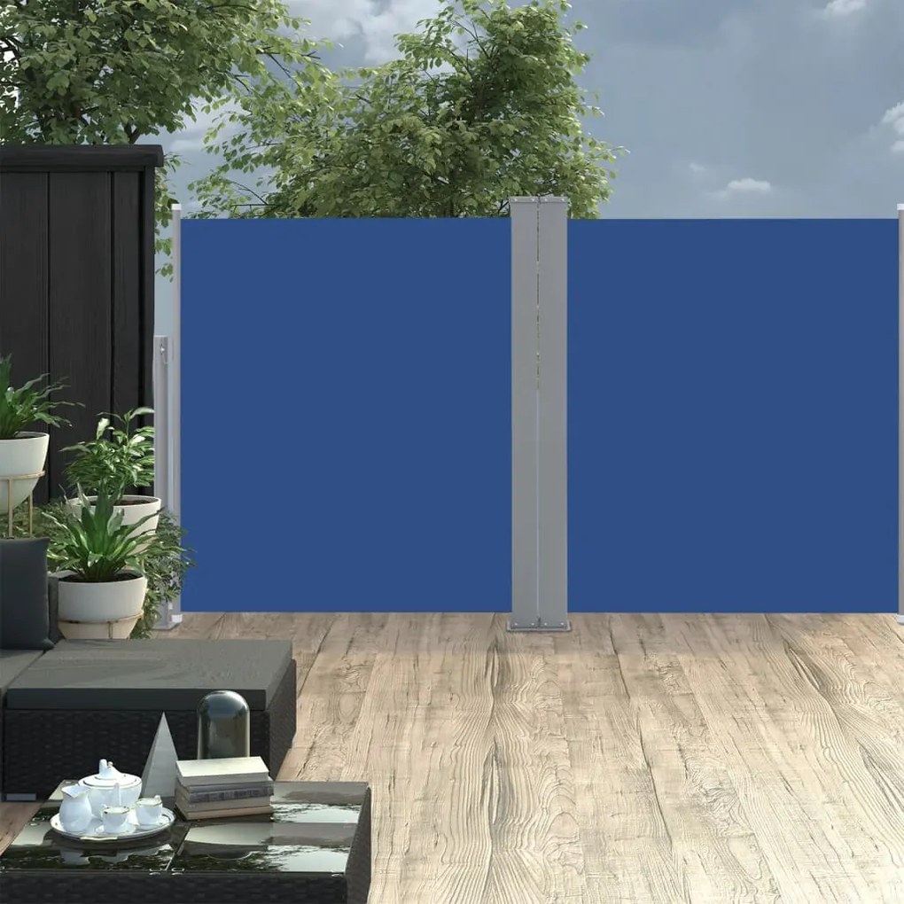 Tenda Da Sole Laterale Retrattile Blu 160x600 Cm /