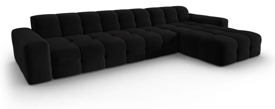 Divano angolare in velluto nero (angolo destro) Kendal - Micadoni Home