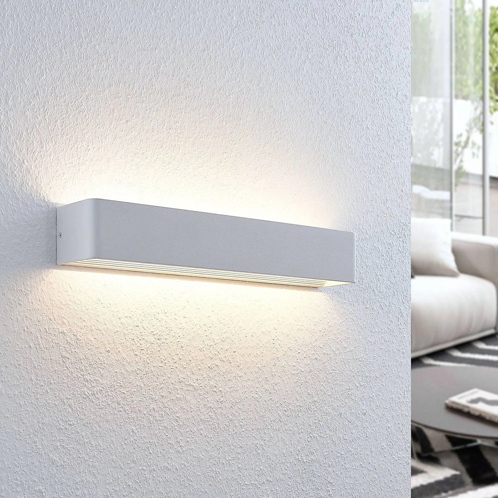 Applique da parete a LED Lonisa Lindby, Bianco / Opale, Soggiorno / Sala da pranzo, Metallo, Moderno, Applique a LED