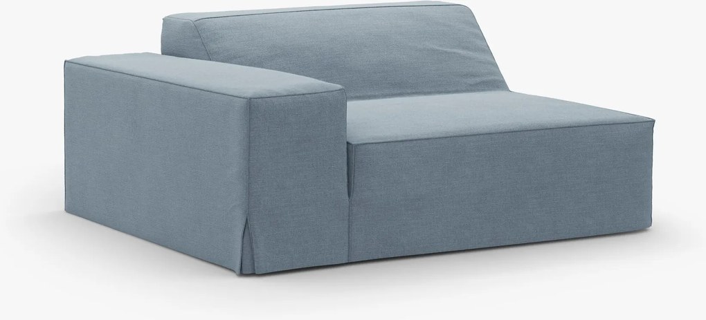 Modulo terminale Jodie con bracciolo e copertura in tessuto Lins – L122 cm