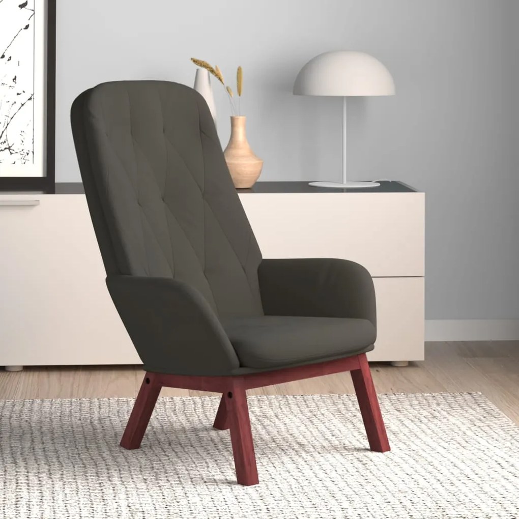 Sedia Relax Grigio Scuro İn Velluto /