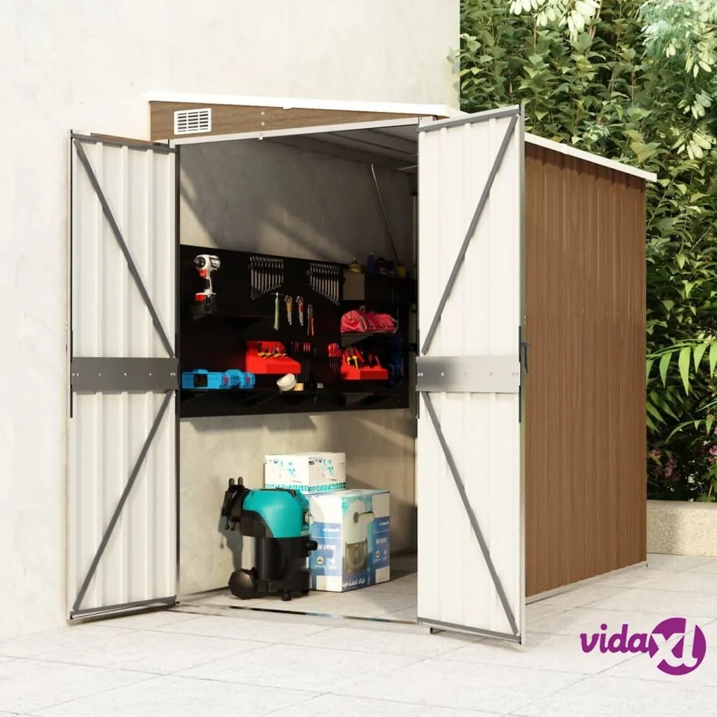 vidaXL Capanno Giardino a Parete Marrone 118x194x178cm Acciaio Zincato