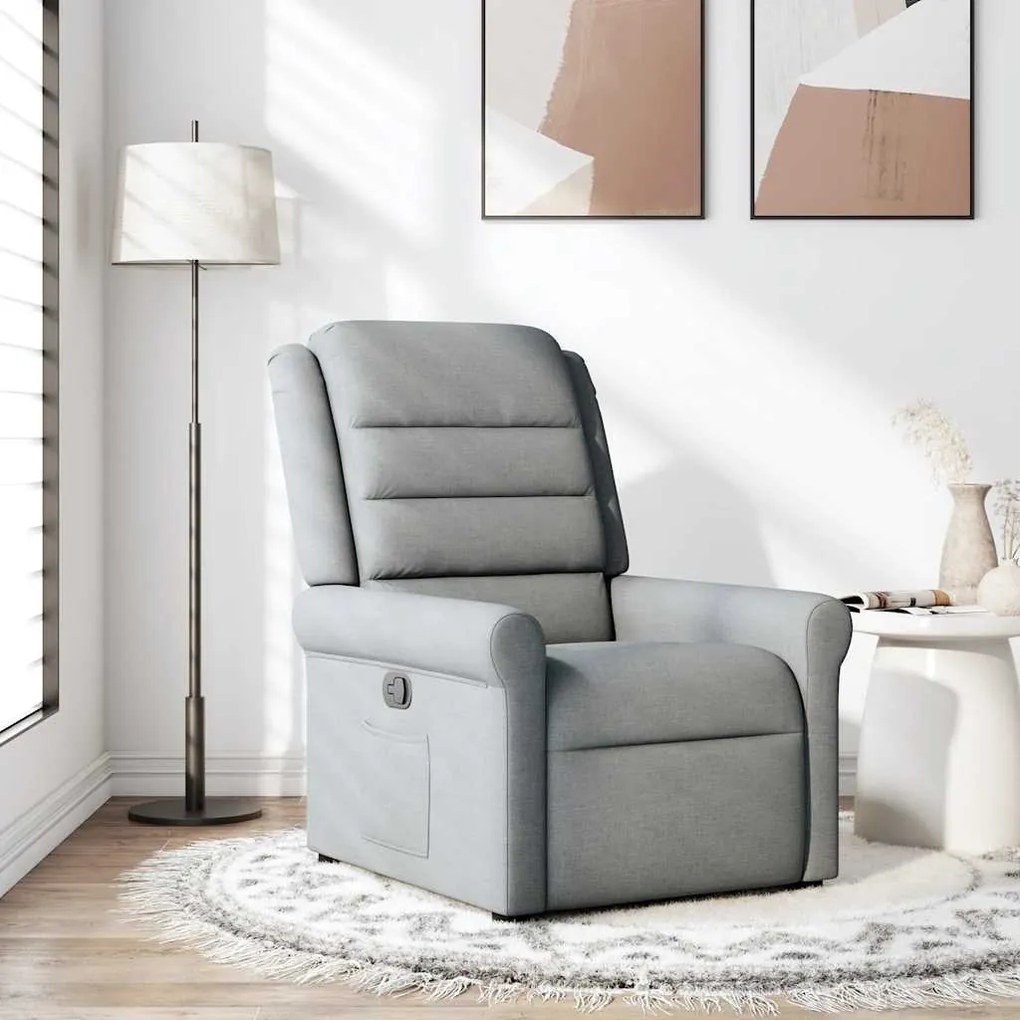 Poltrona Reclinabile İn Tessuto Grigio Chiaro /