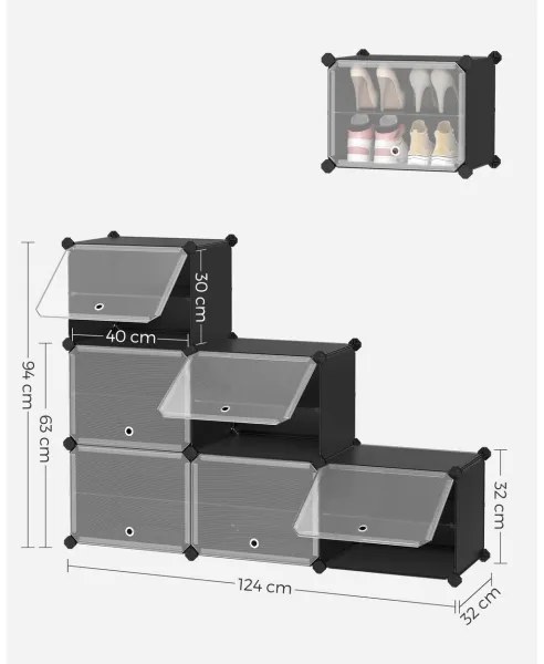 Scaffale modulare con scomparti BOXIFY, nero